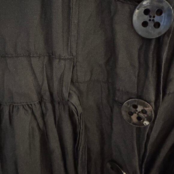 VINTAGE Y2K MISS SIXTY SHIMMER BLACK WRINKLED TRENCH COAT SIZE XS - Picture 7 of 13